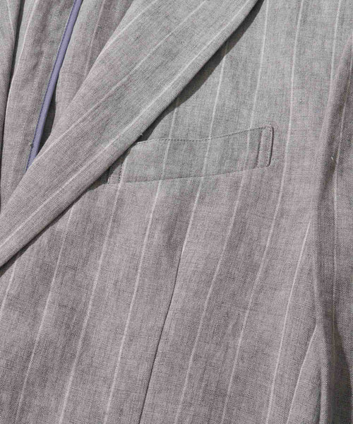 【決算セール】【G-STAGE】ALFA-FI 麻ストライプ柄ジャケット