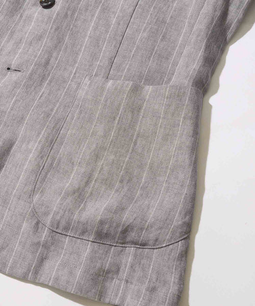 【決算セール】【G-STAGE】ALFA-FI 麻ストライプ柄ジャケット