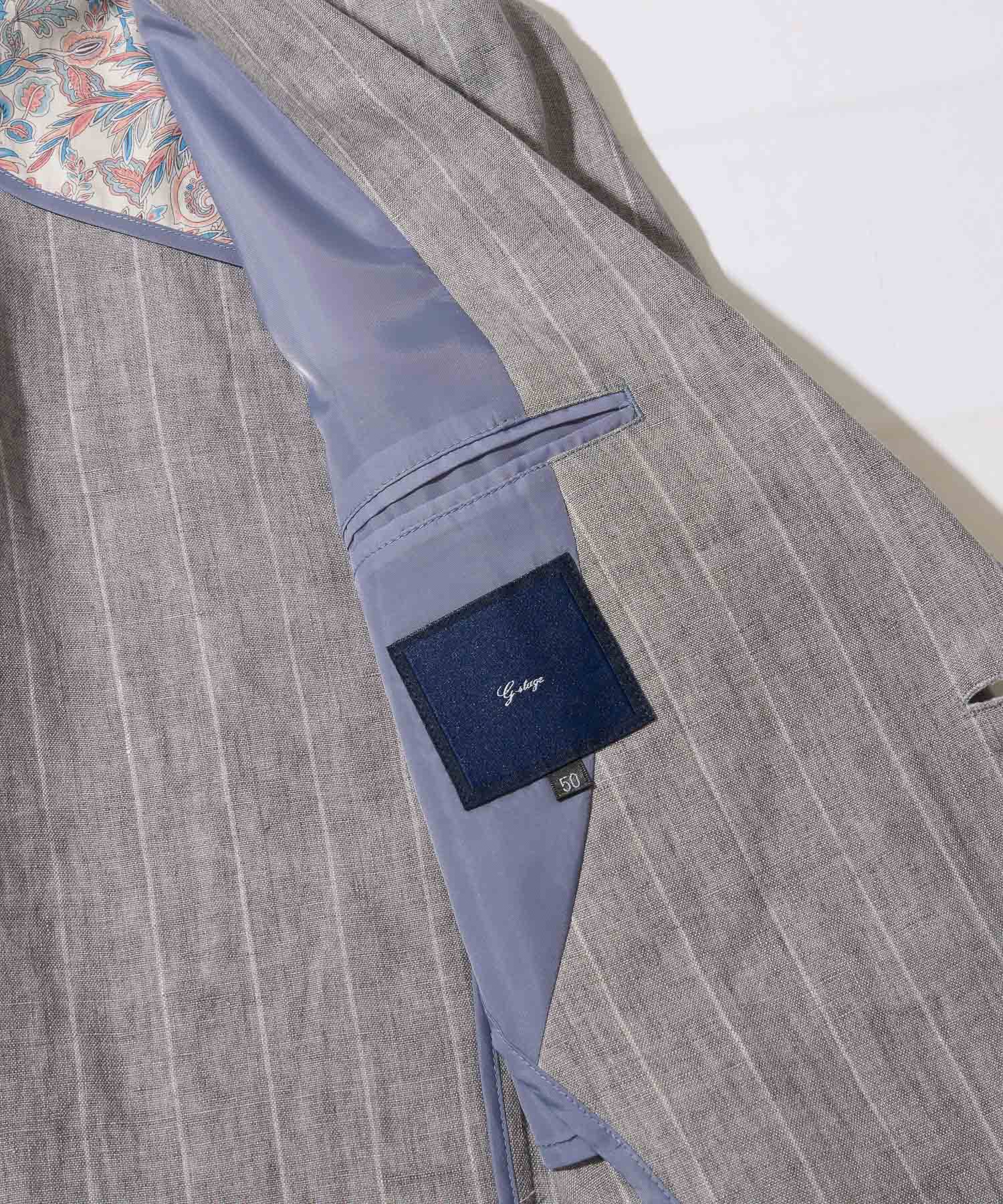 【決算セール】【G-STAGE】ALFA-FI 麻ストライプ柄ジャケット