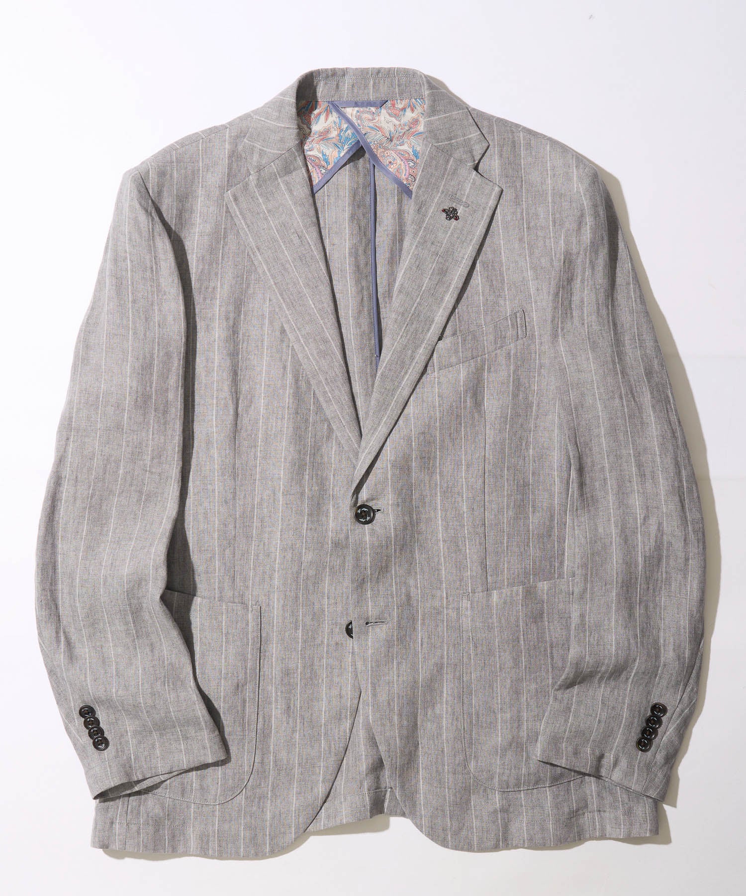 【決算セール】【G-STAGE】ALFA-FI 麻ストライプ柄ジャケット