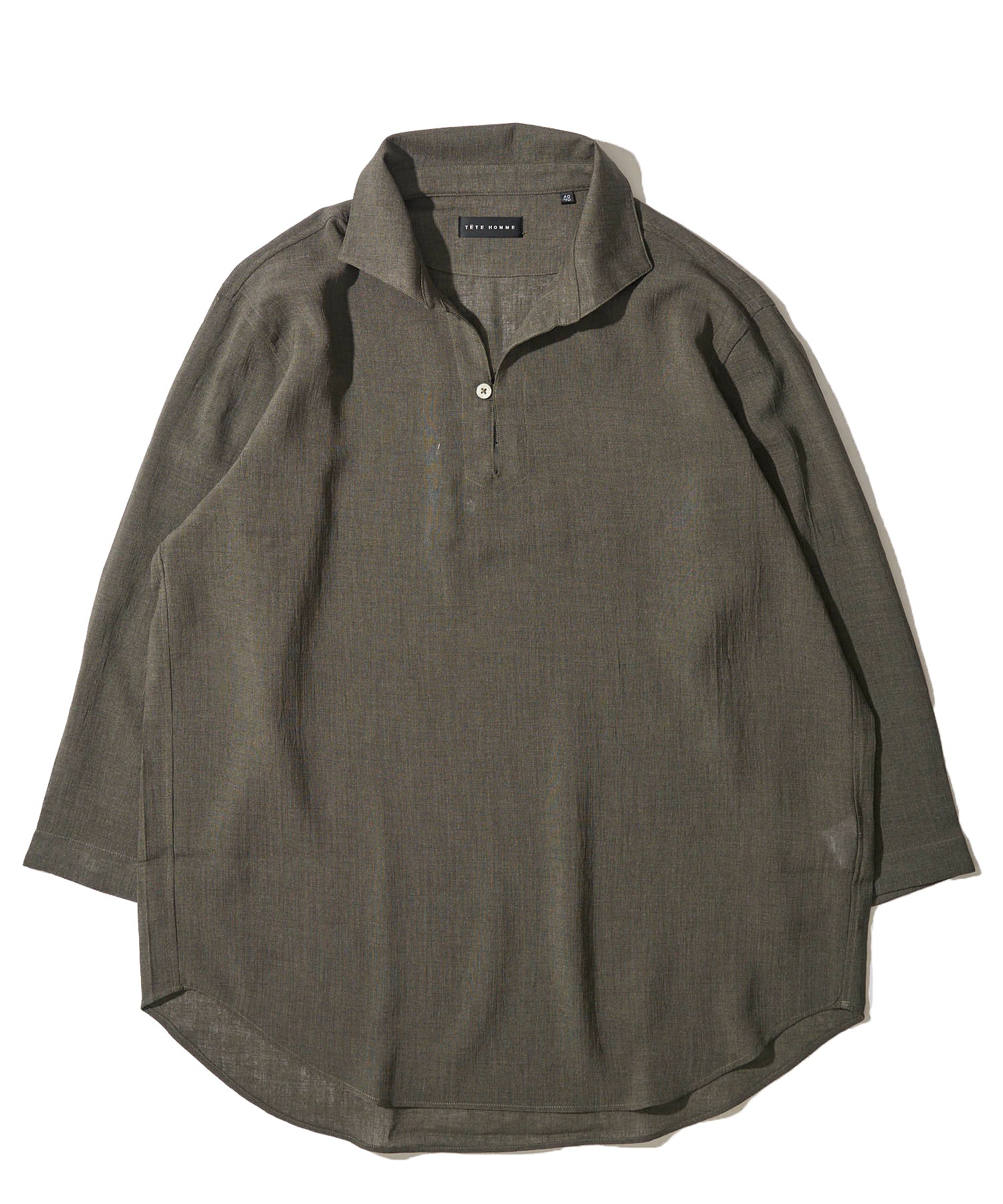 【展開店舗限定】リネンライク ウォッシャブル スキッパーシャツ