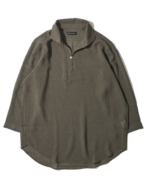 【展開店舗限定】リネンライク ウォッシャブル スキッパーシャツ