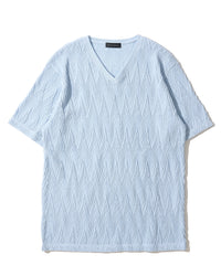 ふくれジグザグVネックTシャツ