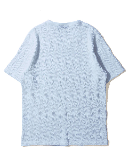 ふくれジグザグVネックTシャツ