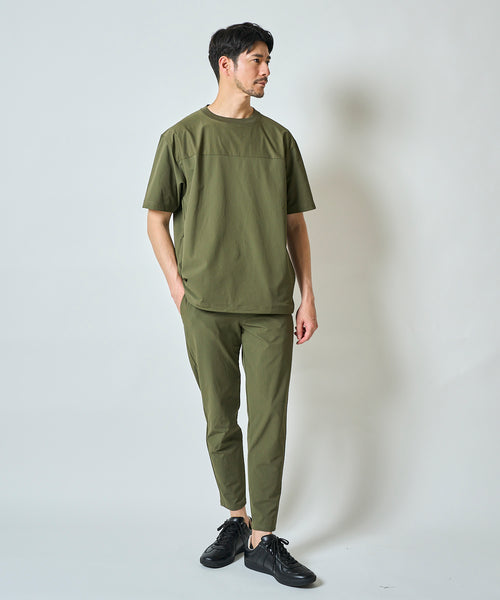 ナイロンストレッチ切替えクルーネックＴシャツ