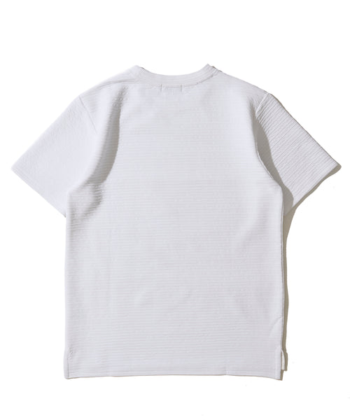 地柄系ボーダークルーネックＴシャツ