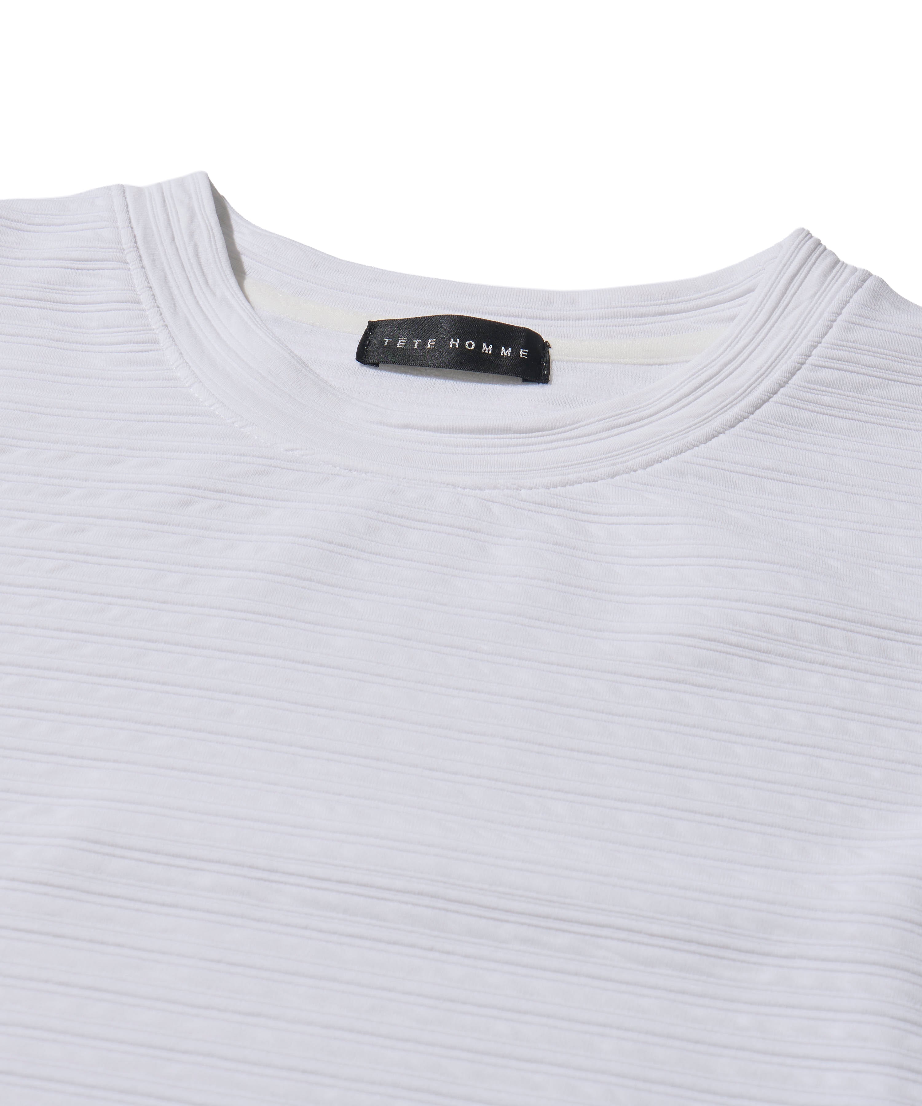 地柄系ボーダークルーネックＴシャツ