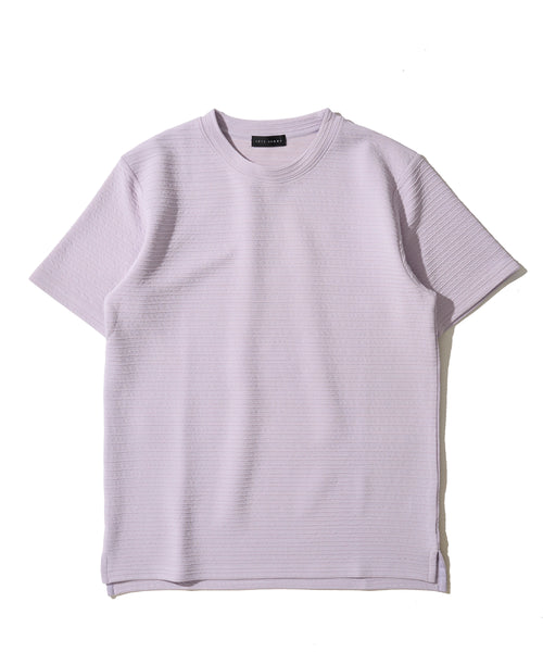 地柄系ボーダークルーネックＴシャツ