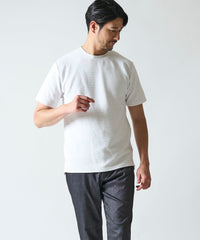 地柄系ボーダークルーネックＴシャツ