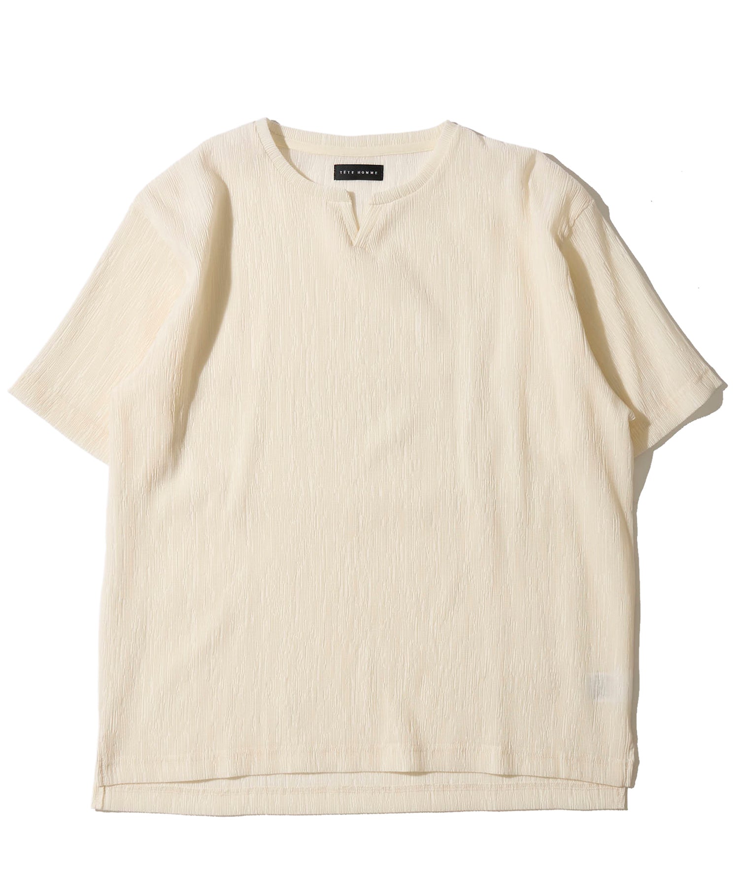 楊柳スキッパーキーネックＴシャツ