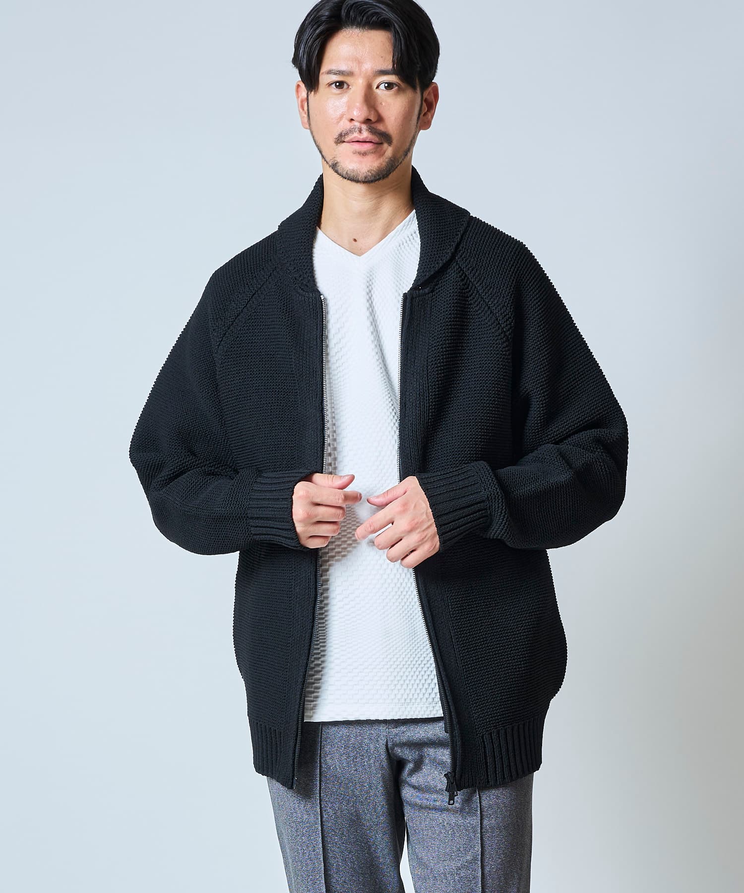 TETE HOMME｜テットオム ドライバーズニットブルゾン メンズ ニット セーター