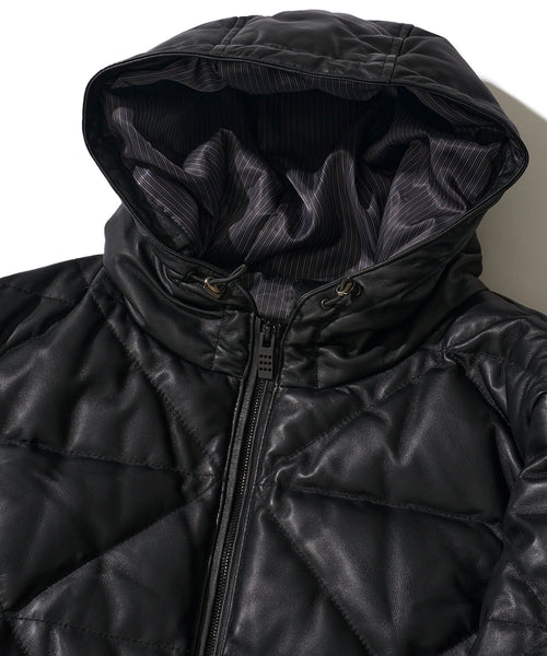 フードレザーダウンブルゾン