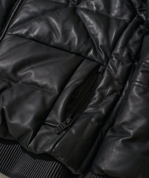 フードレザーダウンブルゾン