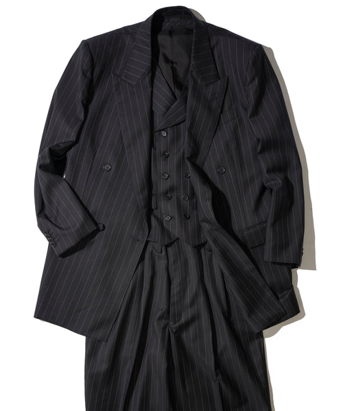 【受注生産:2月お渡し】 【あぶない刑事 × KAZUTAKA KATOH】 ピンドットストライプ3Pダブルスーツ 40周年記念ハンガー付