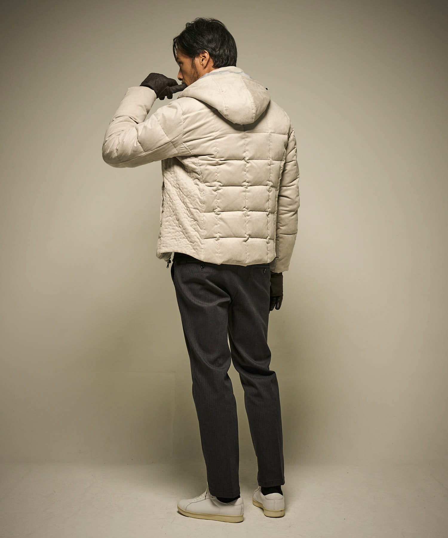 スエードダウンブルゾン