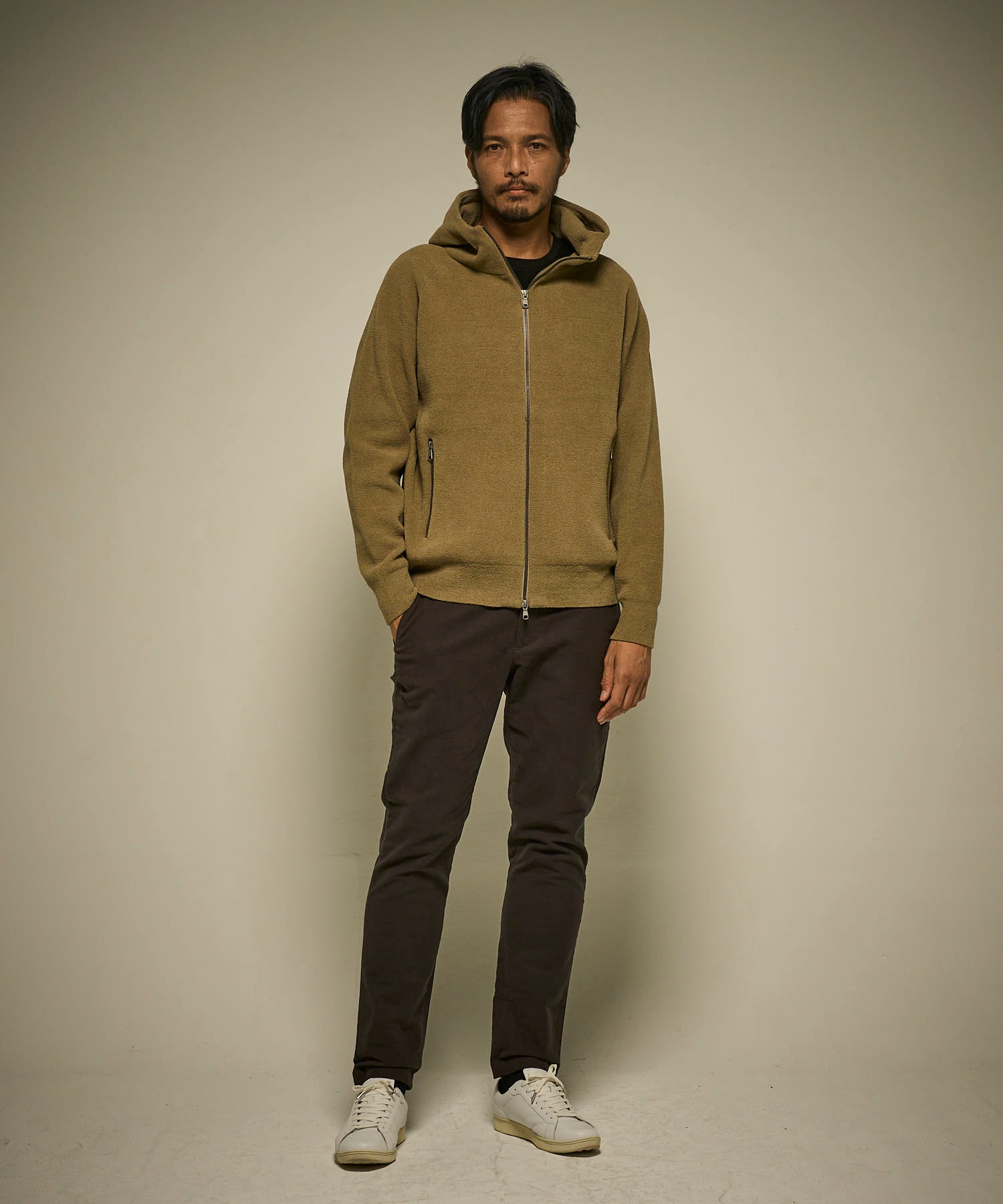 モールニットフードブルゾン