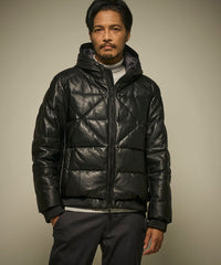 フードレザーダウンブルゾン