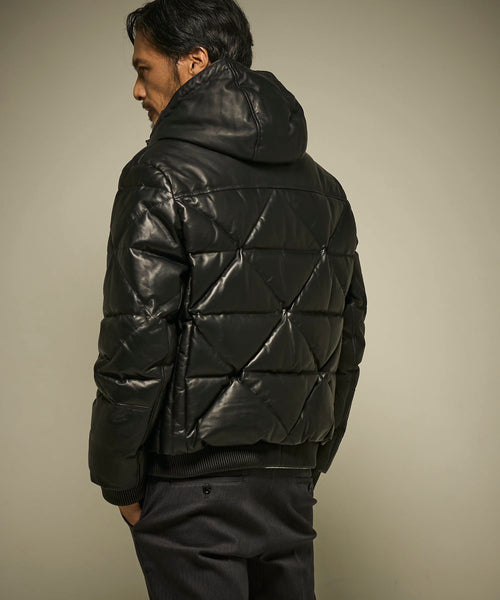 フードレザーダウンブルゾン