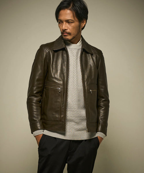 シープレザーステンカラーブルゾン