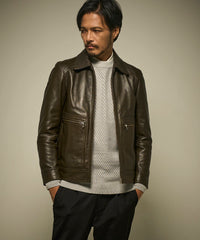 シープレザーステンカラーブルゾン