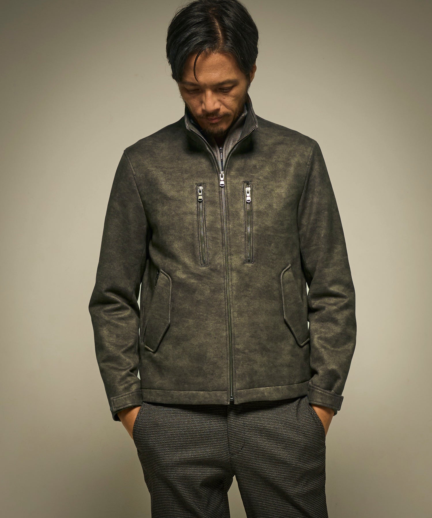 ダウンファブリックスタンドカラーブルゾン