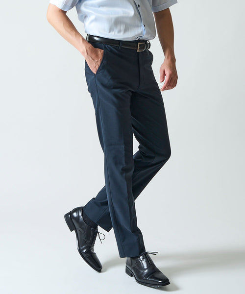 【WEB限定】冷感 メッシュボンディング ストレッチテーパードスラックスパンツ