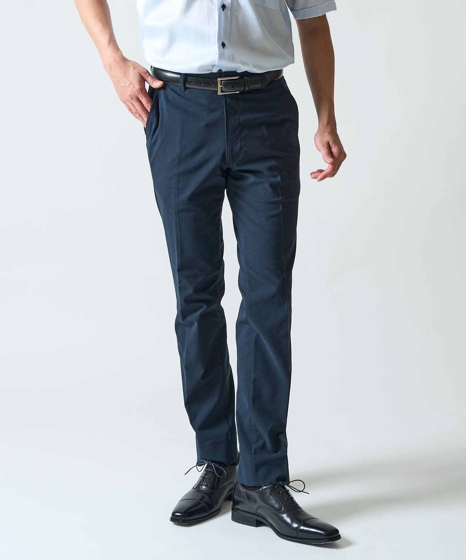 【WEB限定】冷感 メッシュボンディング ストレッチテーパードスラックスパンツ
