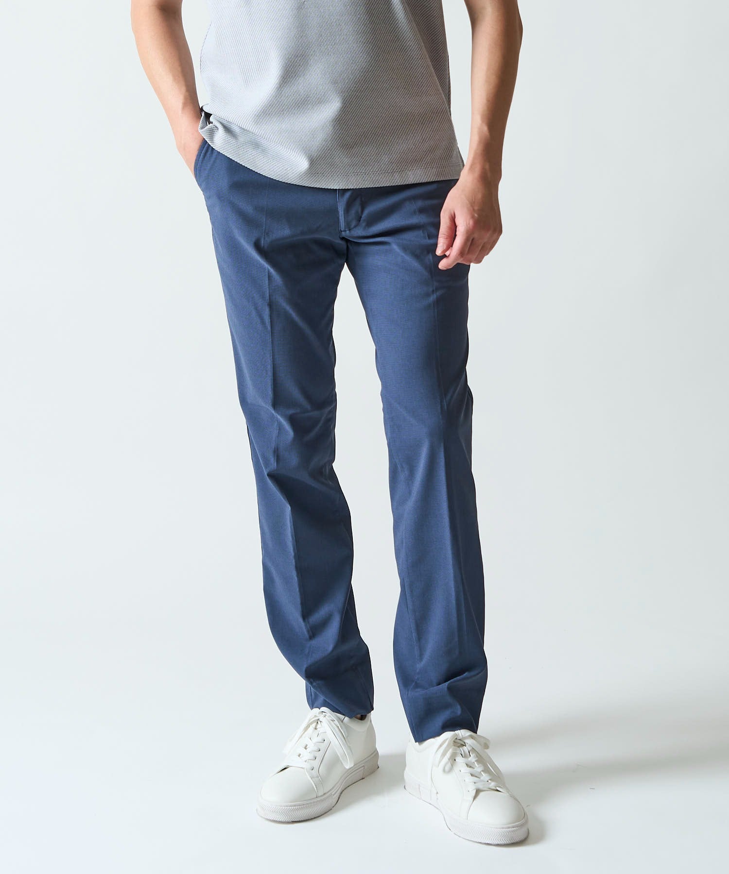 【WEB限定】冷感 メッシュボンディング ストレッチテーパードスラックスパンツ