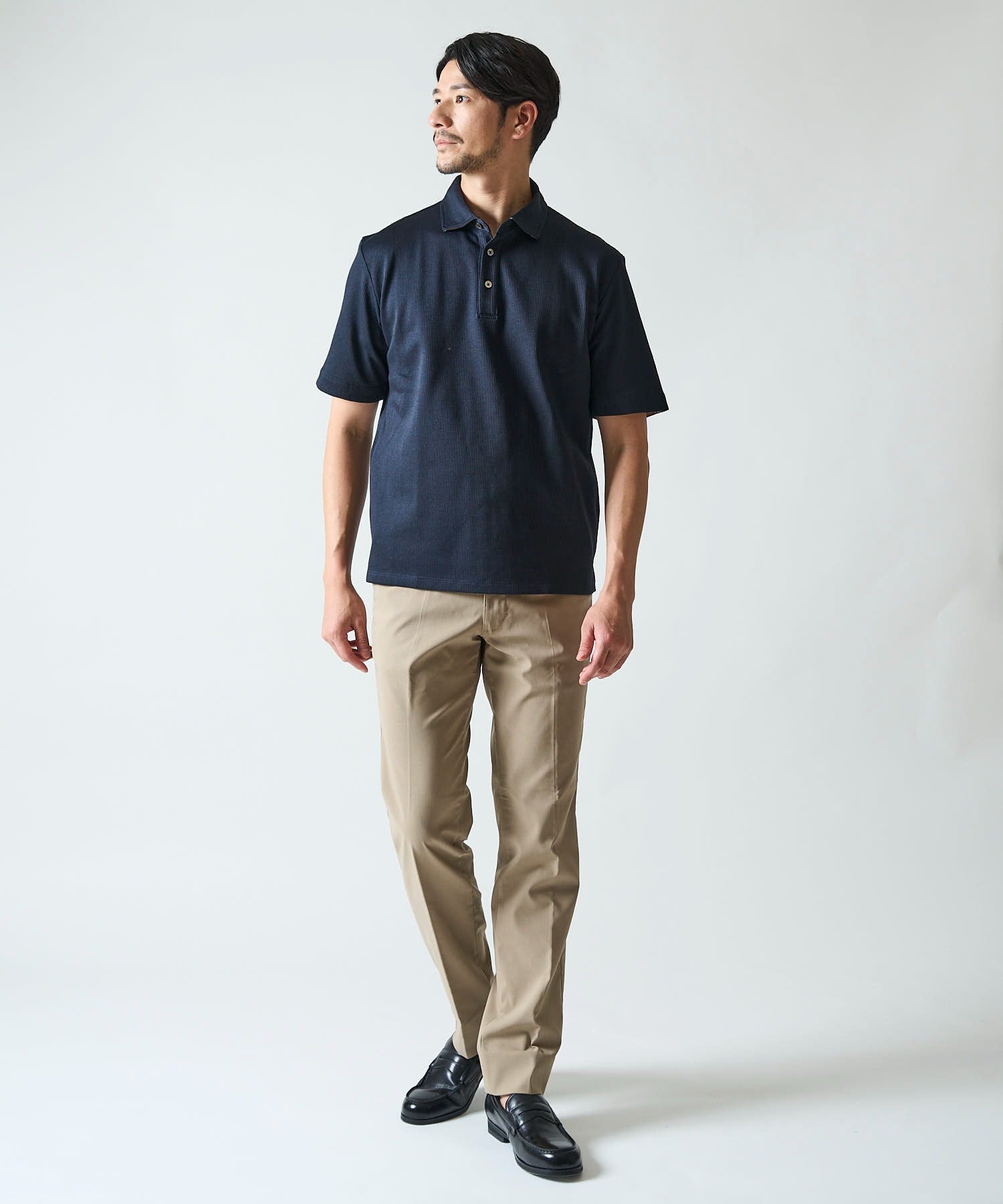【WEB限定】冷感 メッシュボンディング ストレッチテーパードスラックスパンツ