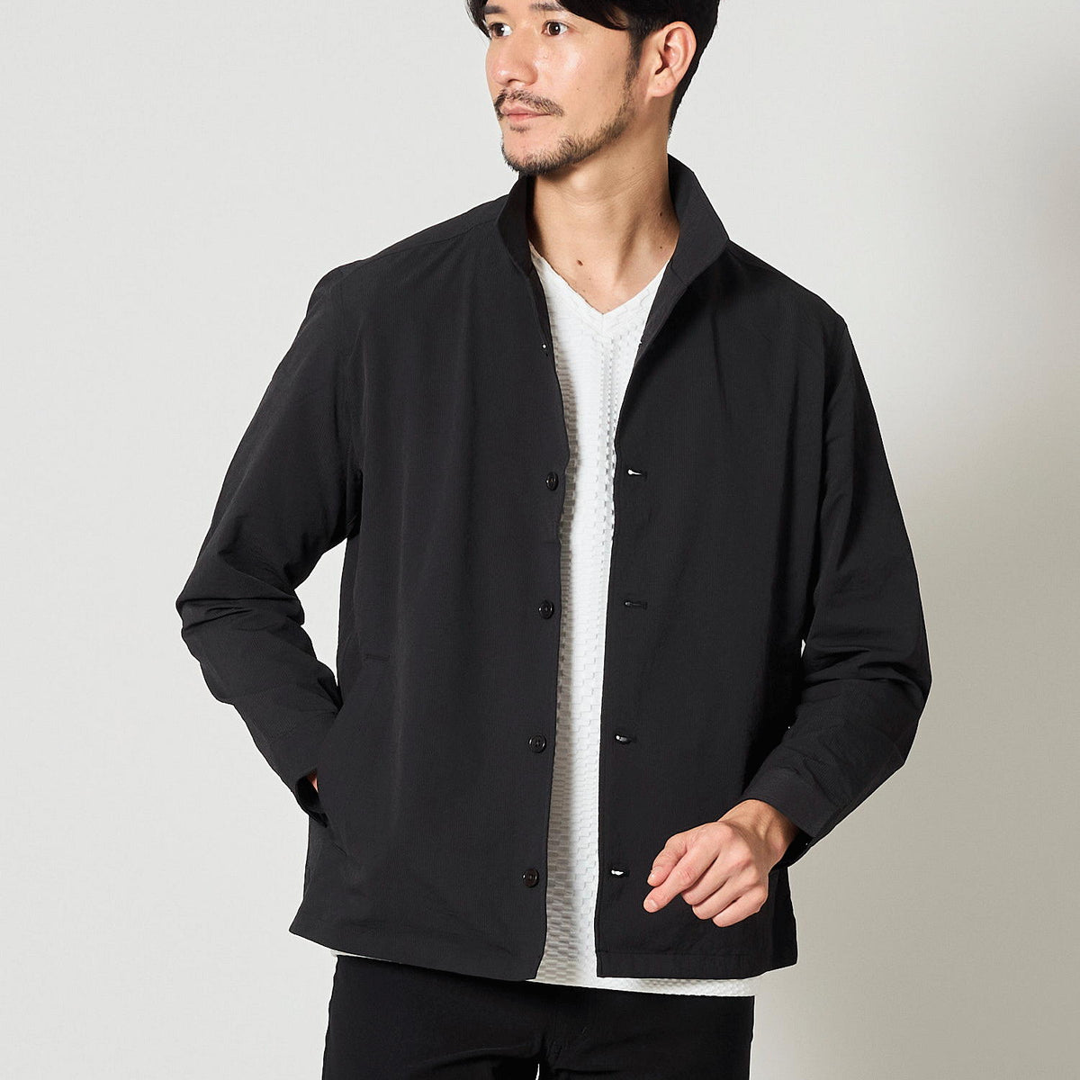 TETE HOMME｜テットオム シュリンクストライプシャツブルゾン メンズ 