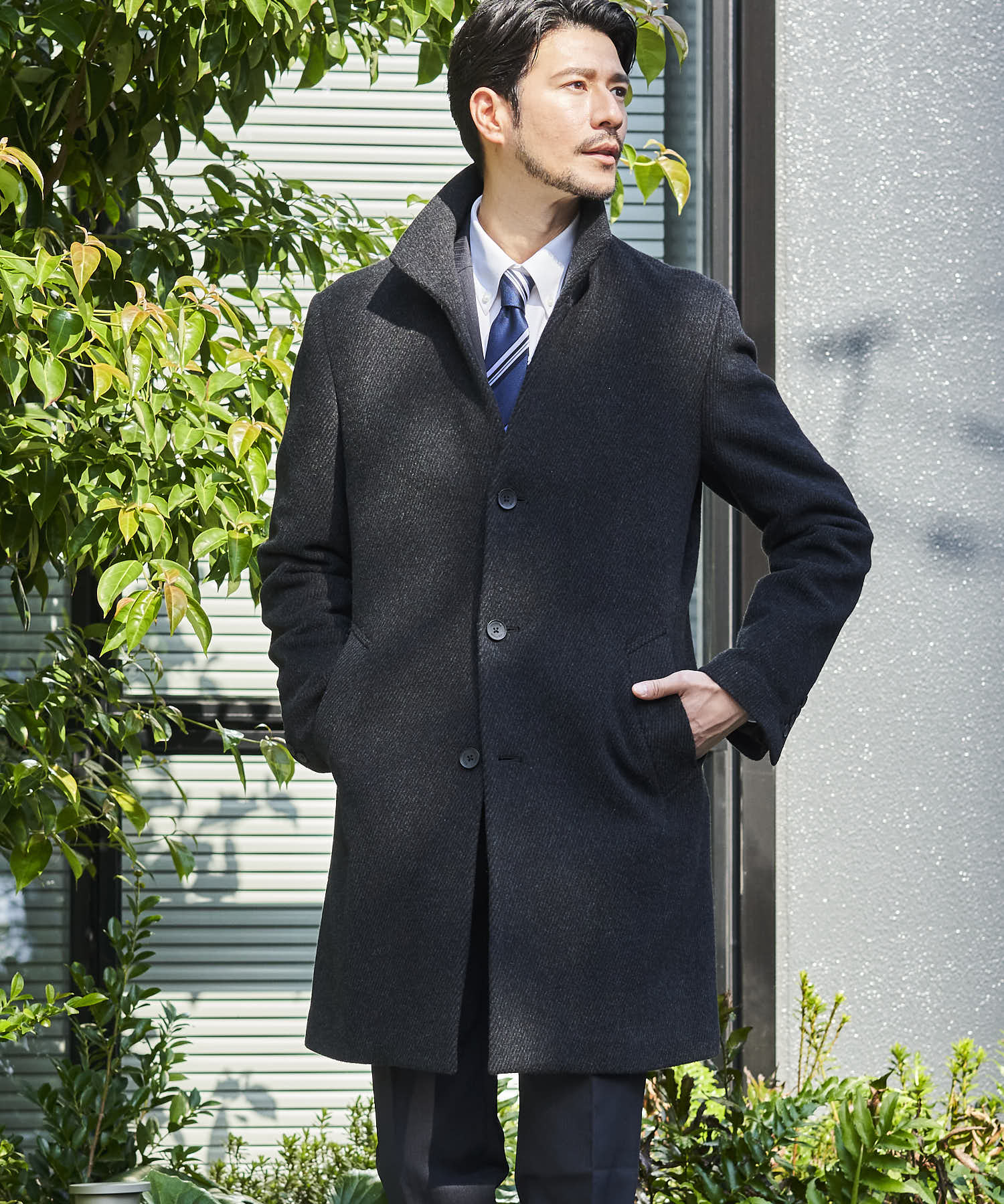 TETE HOMME｜テットオム カシミヤスタンドカラーコート メンズ コート