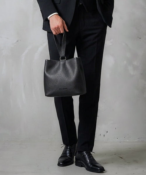 【WEB限定】Split Leather One Handle Drawstring Bag / スプリットレザー ワンハンドル 巾着バッグ