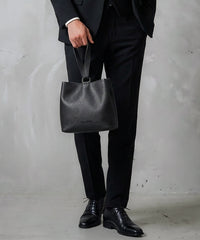 【WEB限定】Split Leather One Handle Drawstring Bag / スプリットレザー ワンハンドル 巾着バッグ