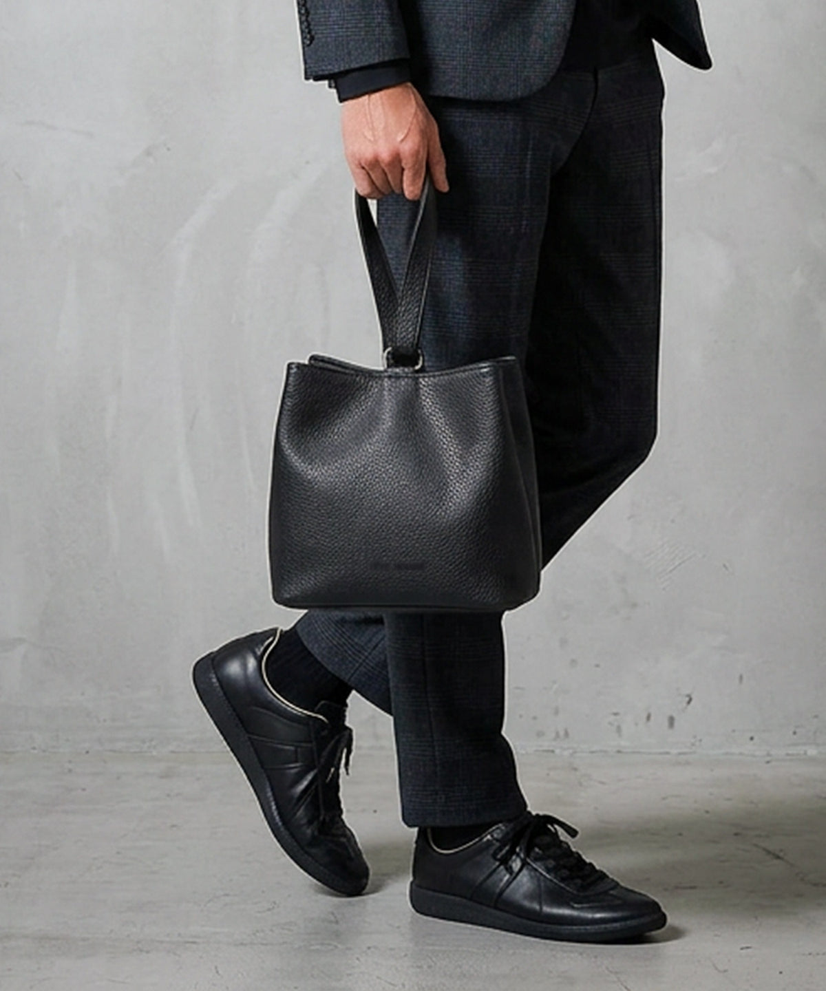 【WEB限定】Split Leather One Handle Drawstring Bag / スプリットレザー ワンハンドル 巾着バッグ