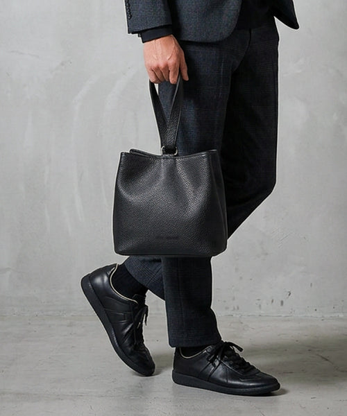 【WEB限定】Split Leather One Handle Drawstring Bag / スプリットレザー ワンハンドル 巾着バッグ