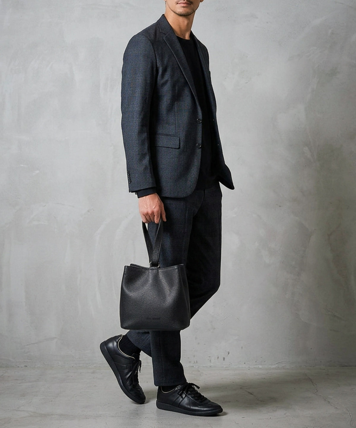 【WEB限定】Split Leather One Handle Drawstring Bag / スプリットレザー ワンハンドル 巾着バッグ