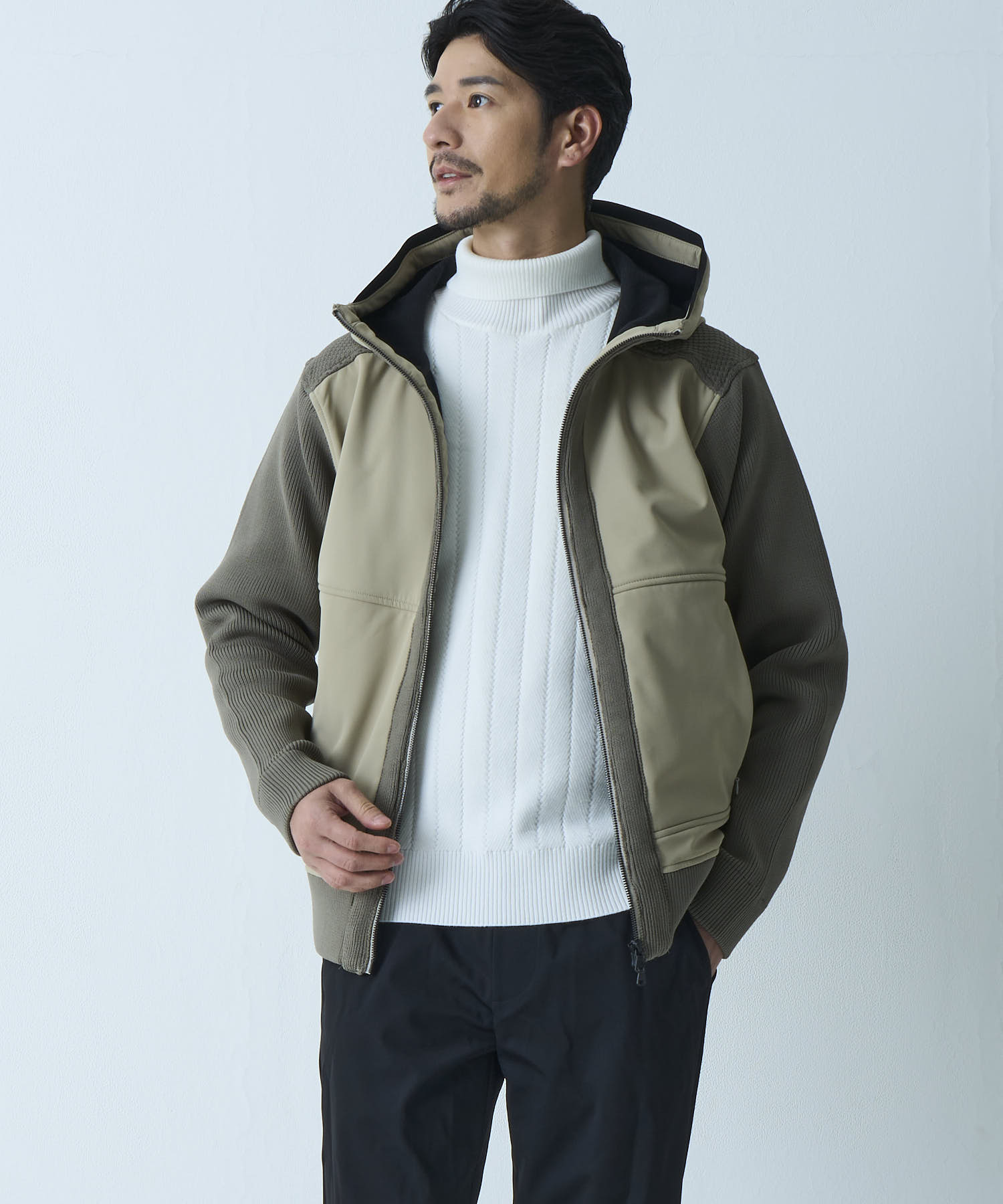 【最終値下げ】ニットコンビダウンフードブルゾン