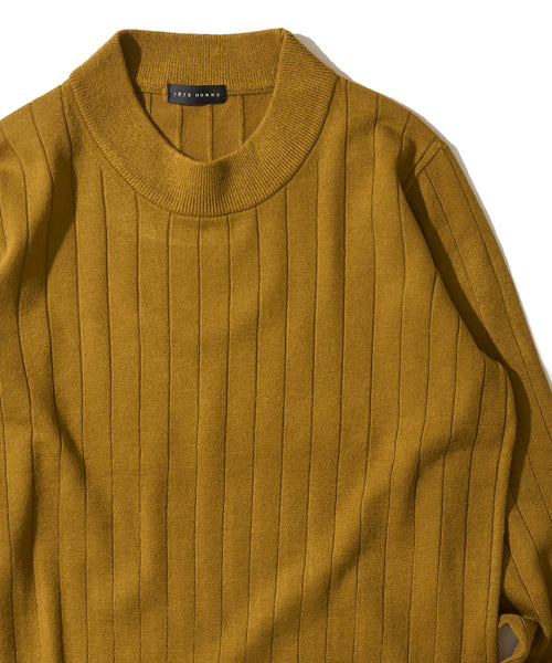 ワイドリブモックネック