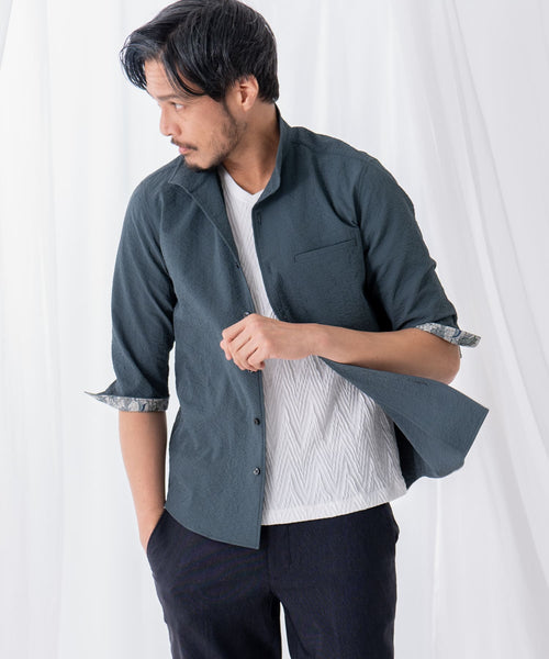 ピケワッシャー七分袖シャツ