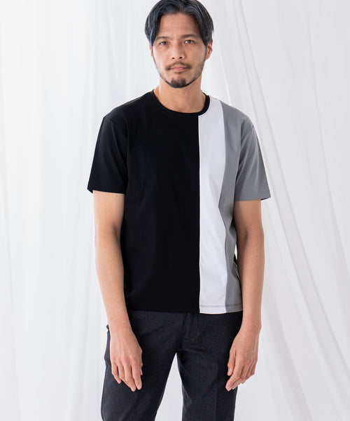 シルケット天竺切替えクルーネックＴシャツ