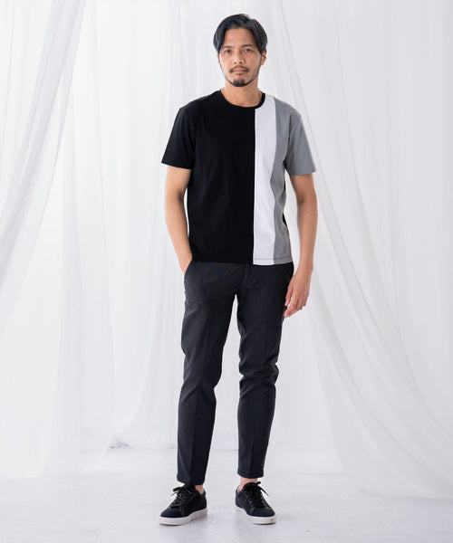 シルケット天竺切替えクルーネックＴシャツ