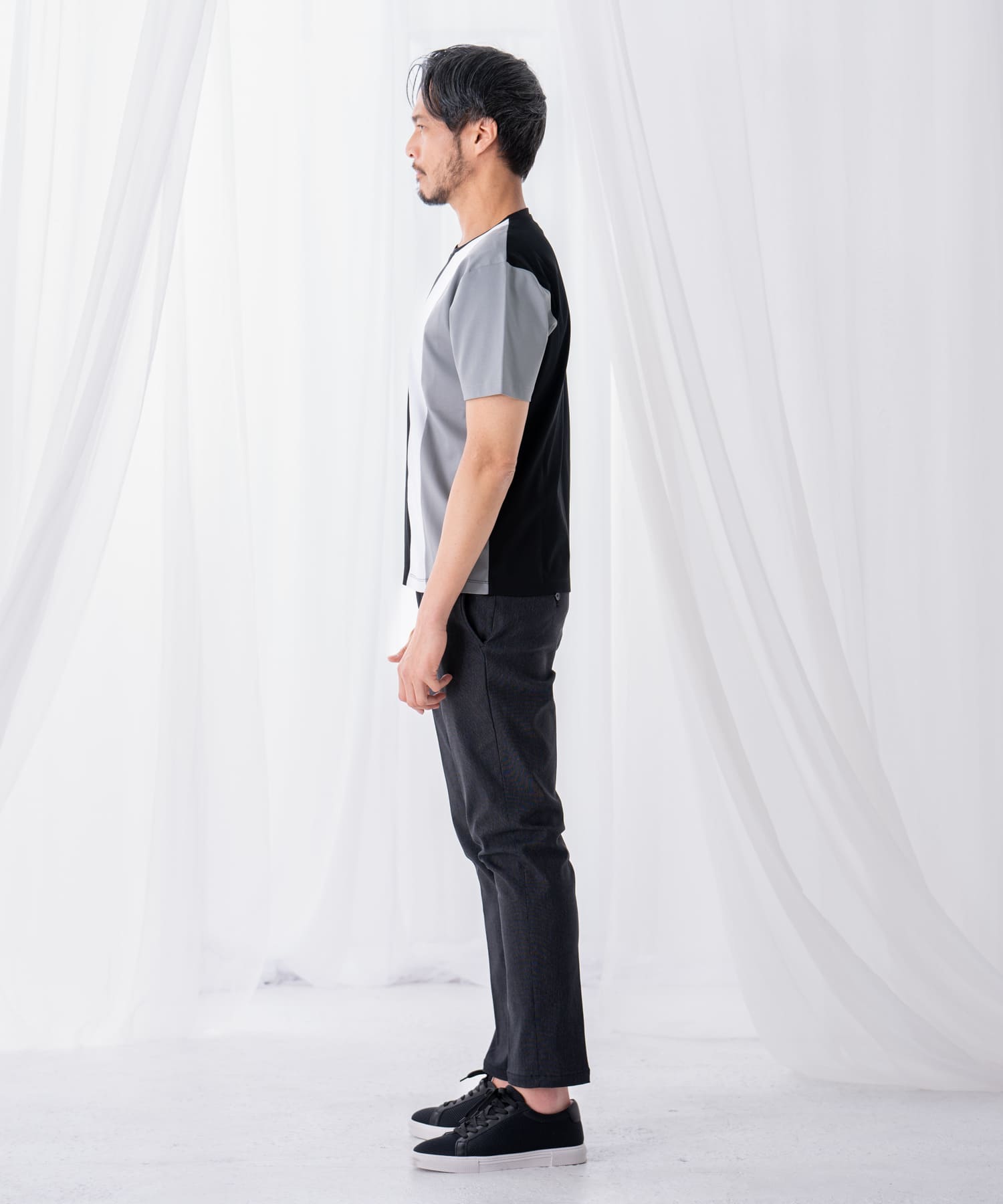シルケット天竺切替えクルーネックＴシャツ