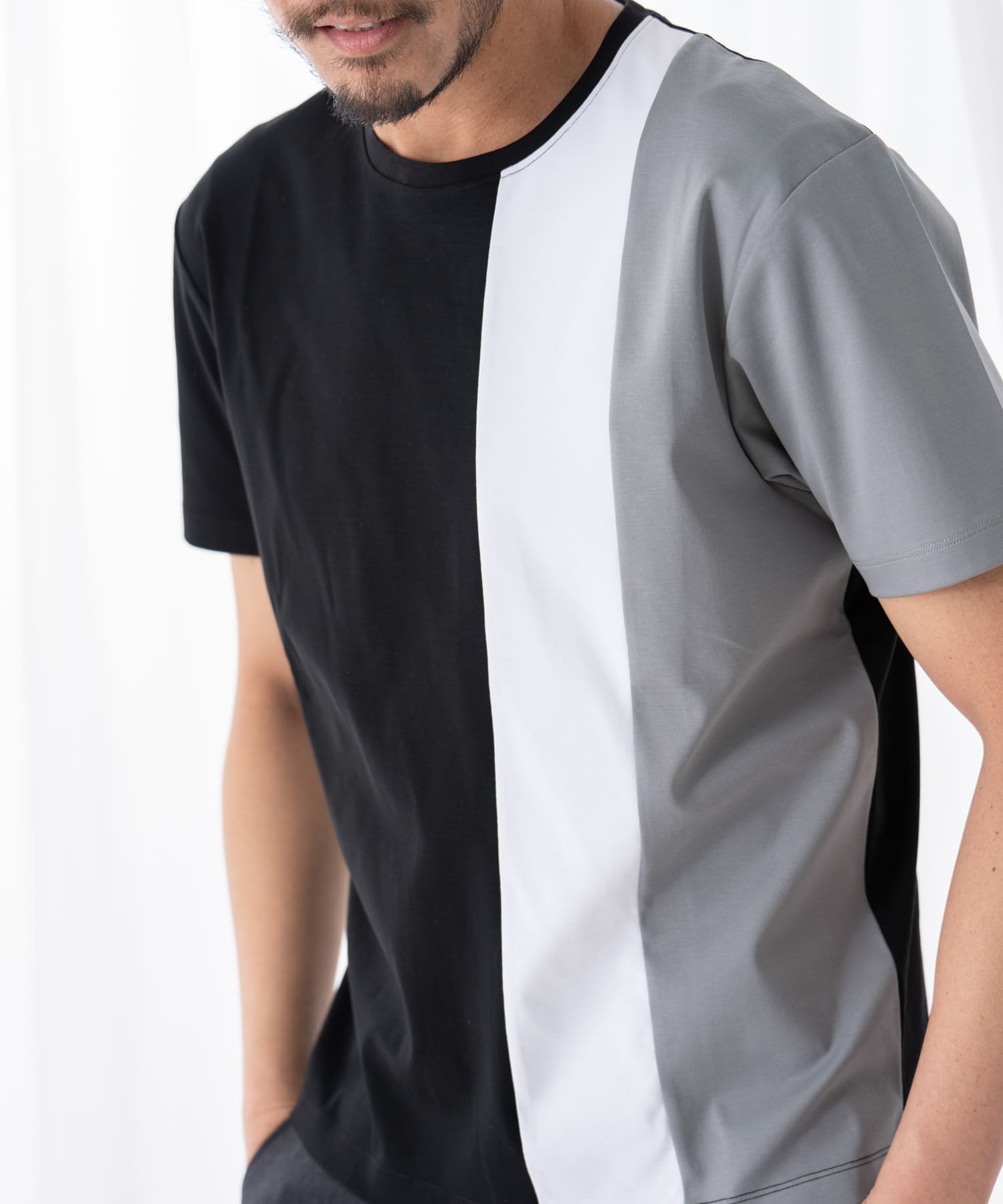 シルケット天竺切替えクルーネックＴシャツ