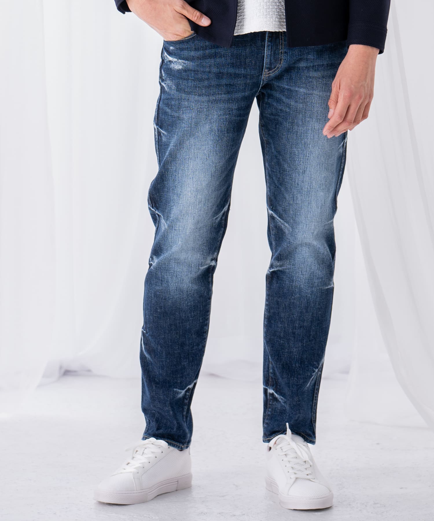 （未使用）TETE HOMME（テットオム）スニーカー　26.0　箱/タグ付き TETE HOMME（テットオム）の「【WEB限定】スムースレザースニーカー