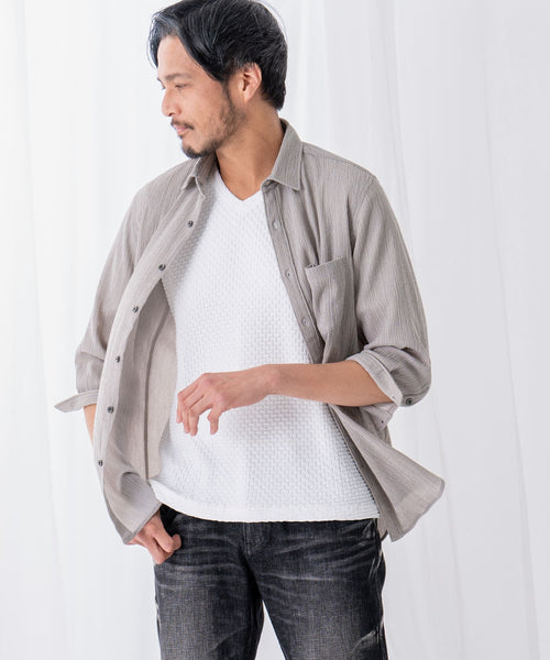楊柳ストレッチ七分袖シャツ