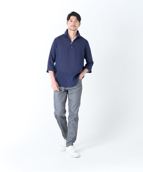 【展開店舗限定】リネンライク ウォッシャブル スキッパーシャツ