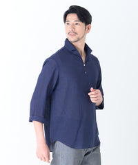 【展開店舗限定】リネンライク ウォッシャブル スキッパーシャツ