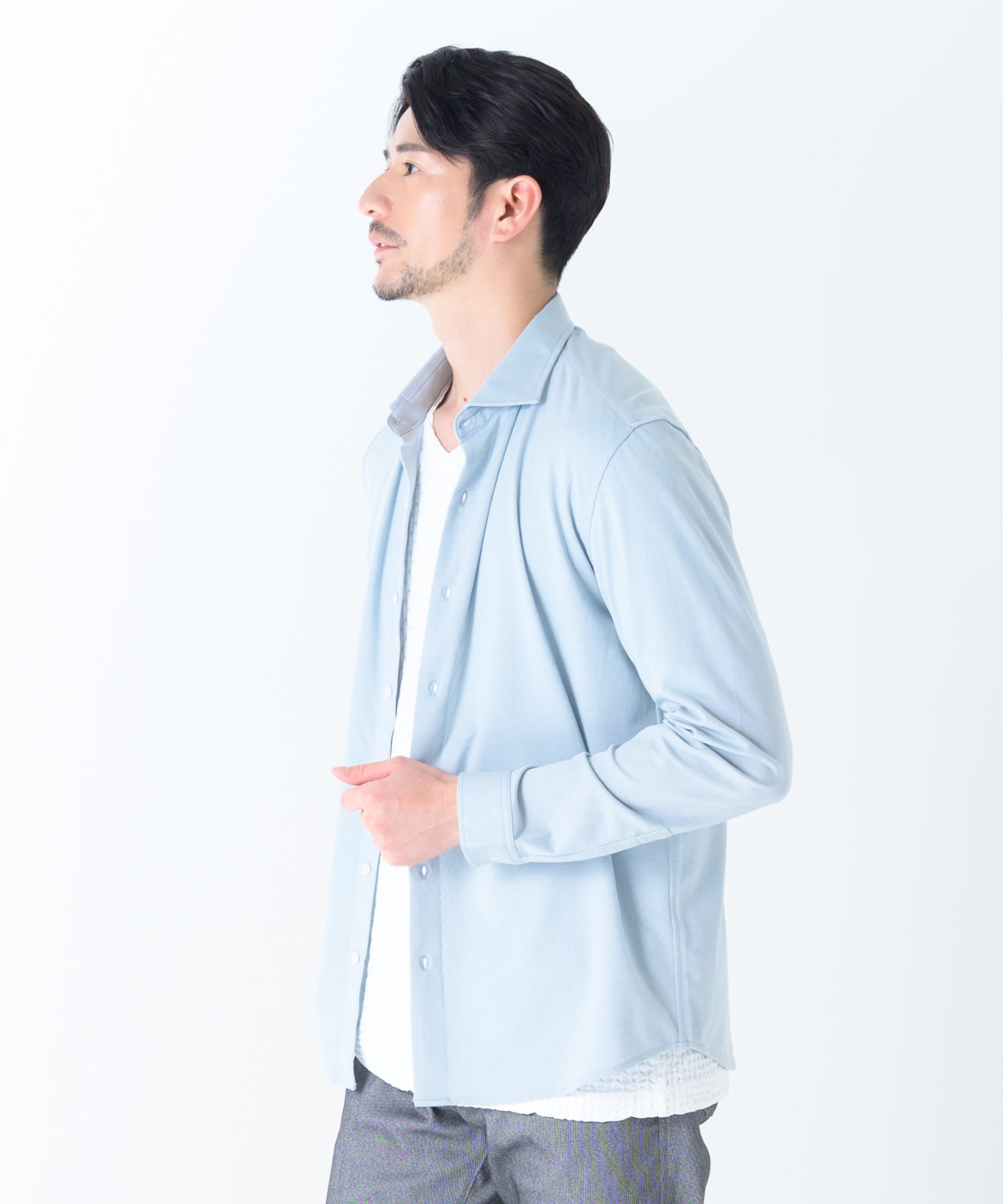 シルク混ストレッチシャツ