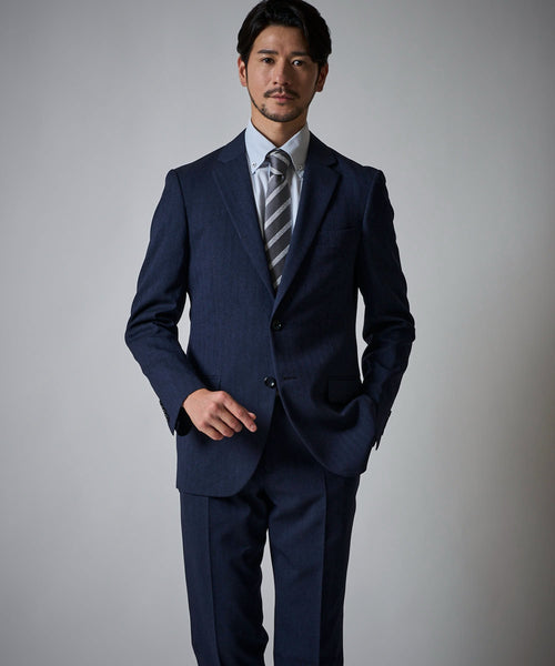 ネイビー（ヘリンボーン）　model：177cm 着用サイズ：LARGE