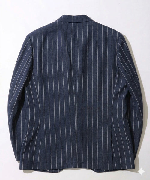 【決算セール】【G-STAGE】ALFA-FI 麻ストライプ柄ジャケット